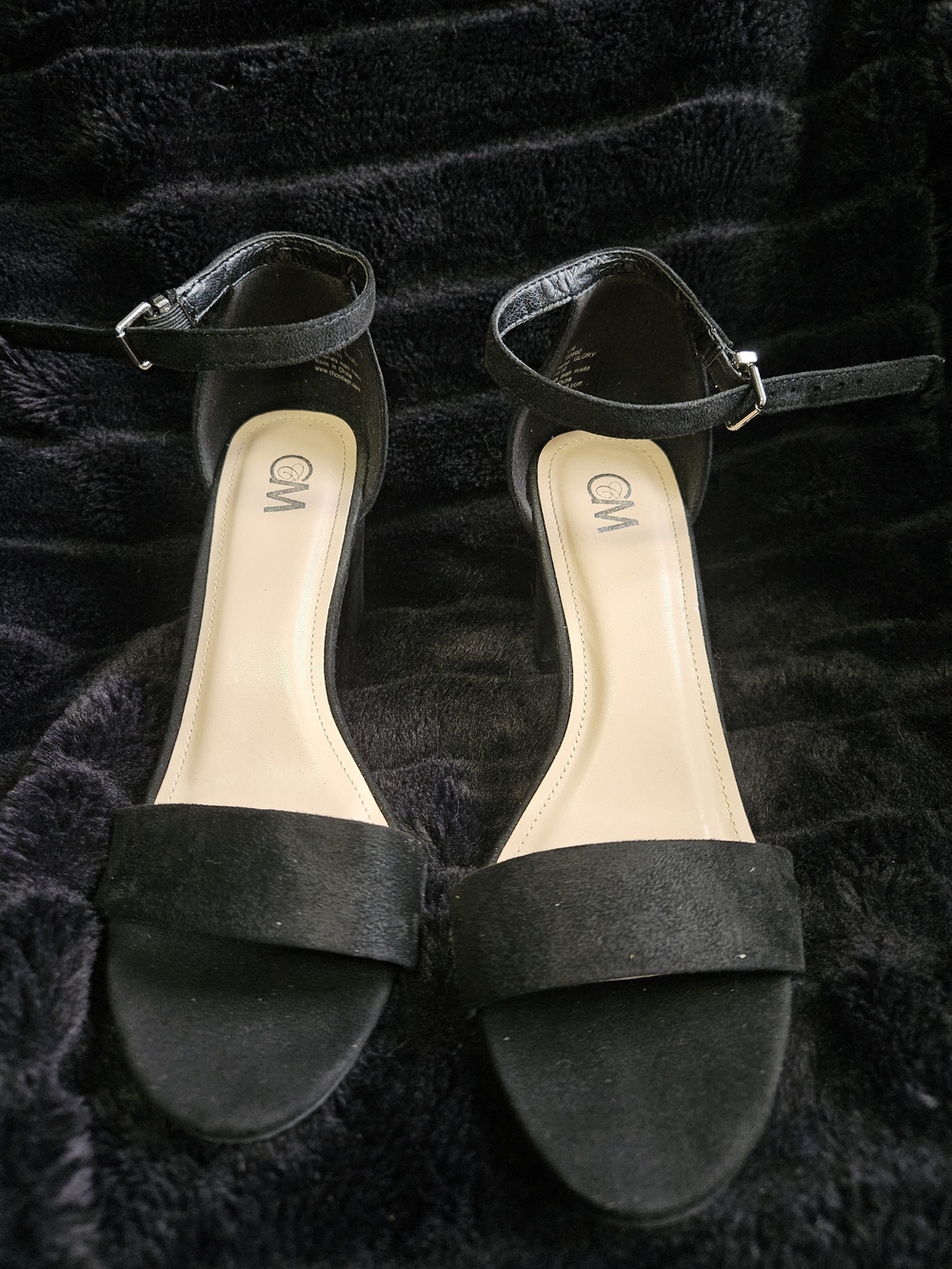 GM Black Ankle-Strap Open-Toe Sandals